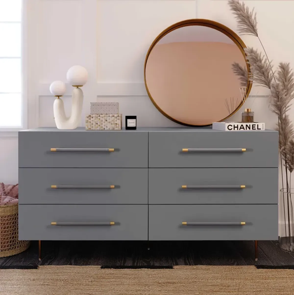 Trident Grey 6 Drawer Dresser