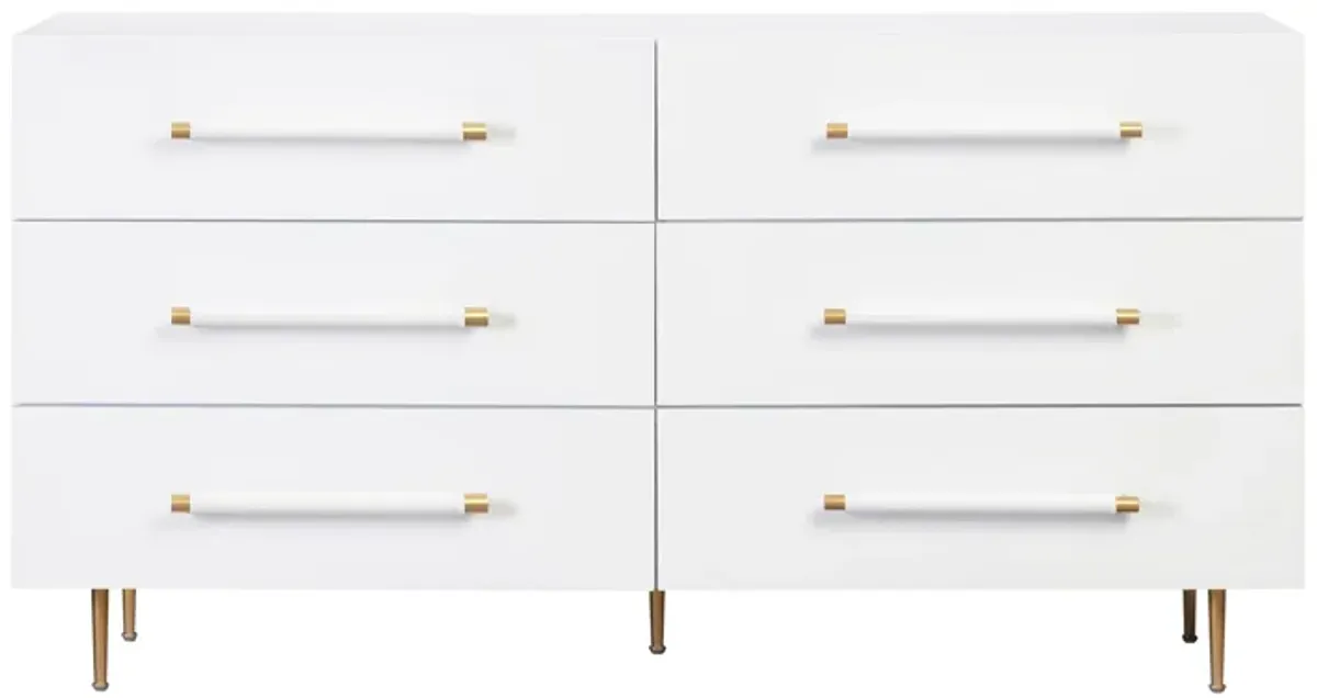 Trident White 6 Drawer Dresser