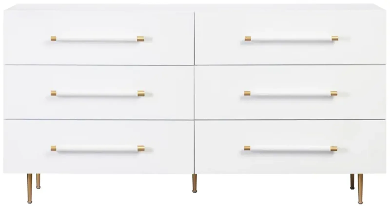 Trident White 6 Drawer Dresser