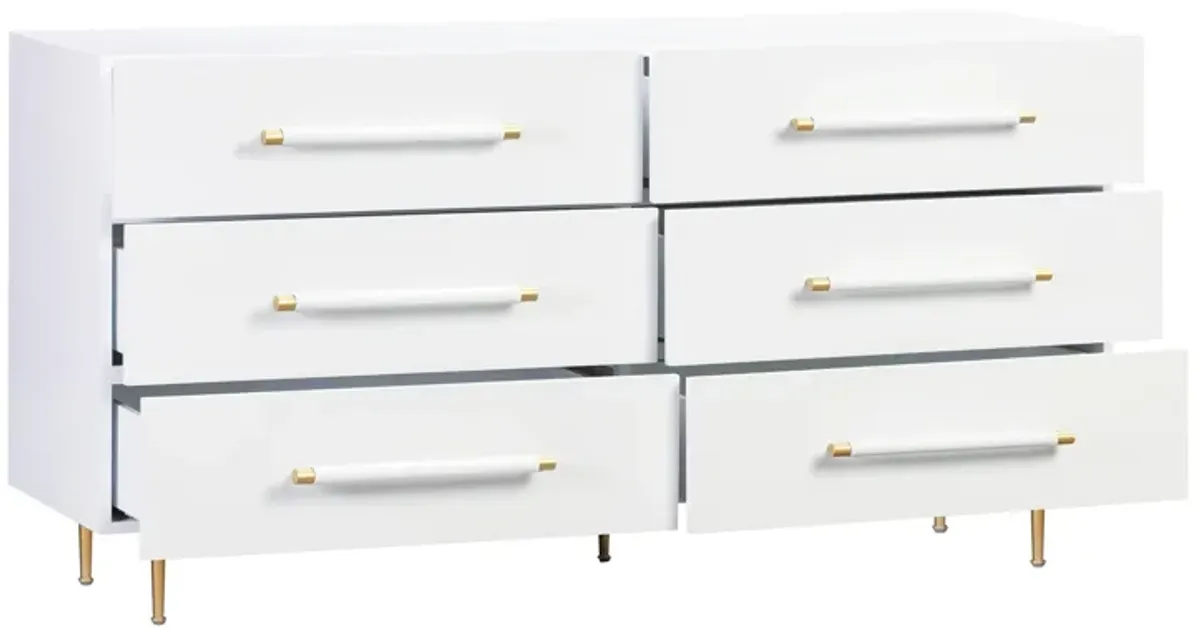 Trident White 6 Drawer Dresser