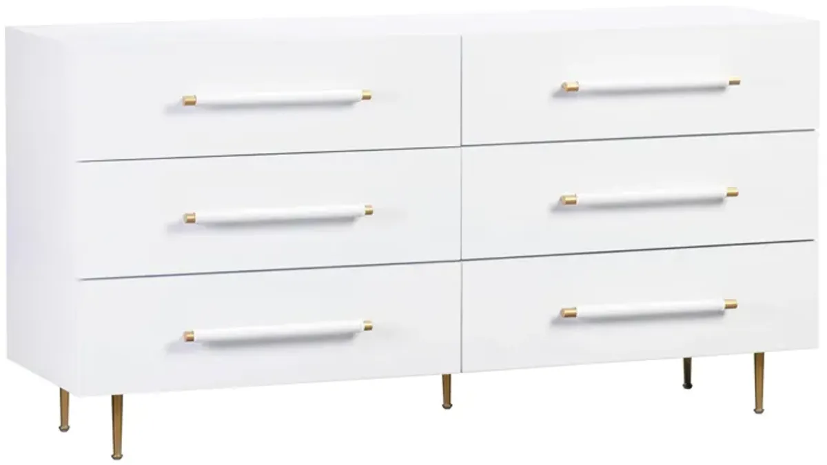 Trident White 6 Drawer Dresser