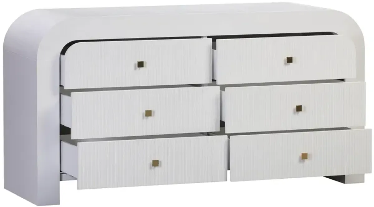 Hump 6 Drawer White Dresser