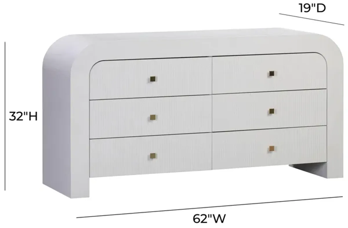 Hump 6 Drawer White Dresser