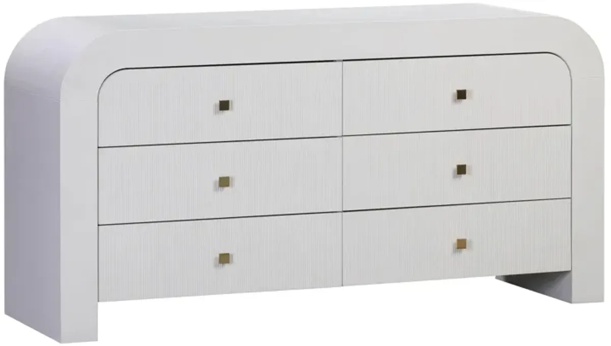 Hump 6 Drawer White Dresser