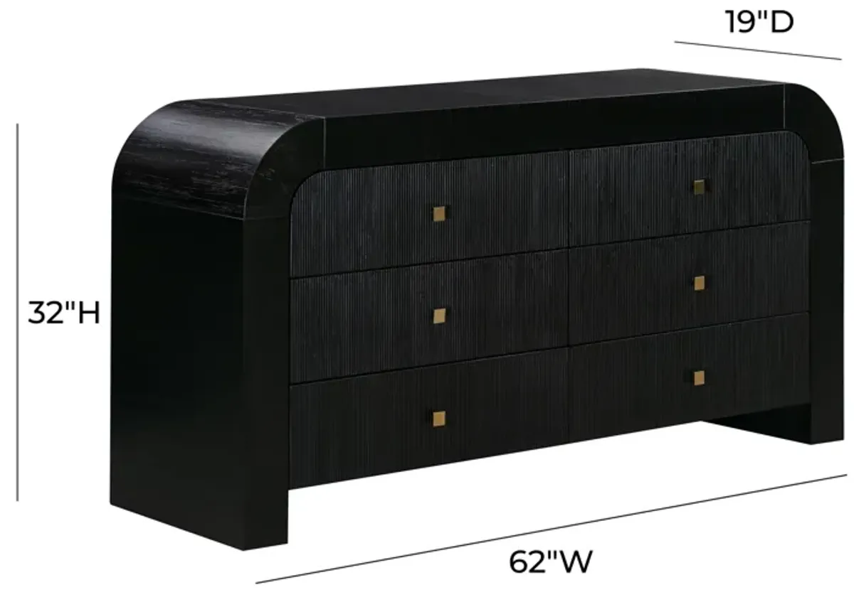 Hump 6 Drawer Black Dresser