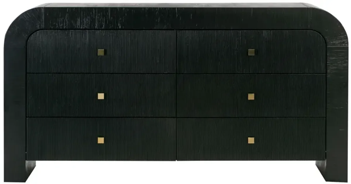 Hump 6 Drawer Black Dresser