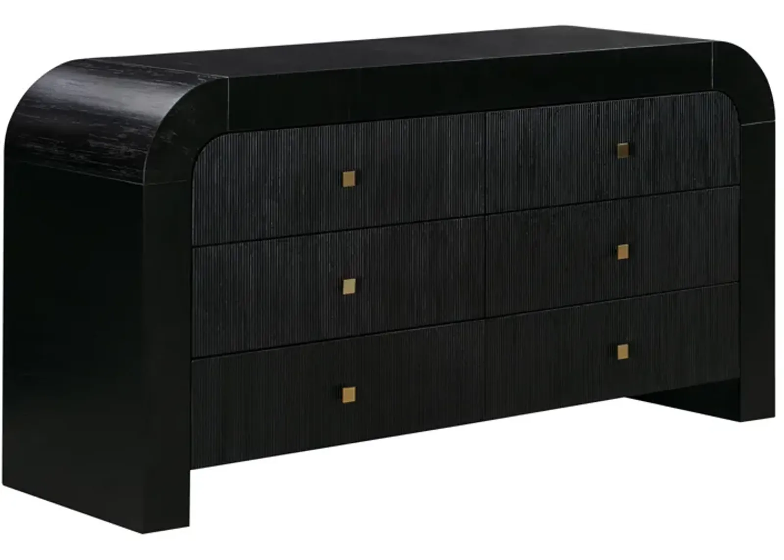 Hump 6 Drawer Black Dresser