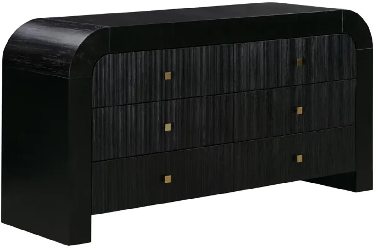 Hump 6 Drawer Black Dresser