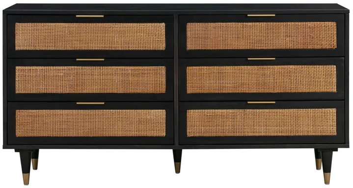 Sierra 60" Cane 6-Drawer Dresser