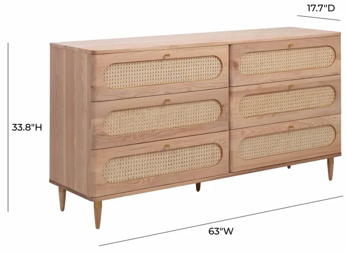 Carmen Cane 6 Drawer Dresser