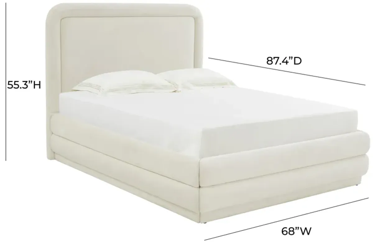 Briella Cream Velvet Bed in Queen