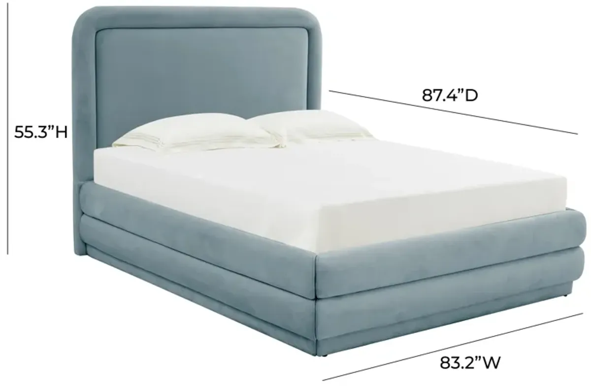 Briella Bluestone Velvet Bed in King