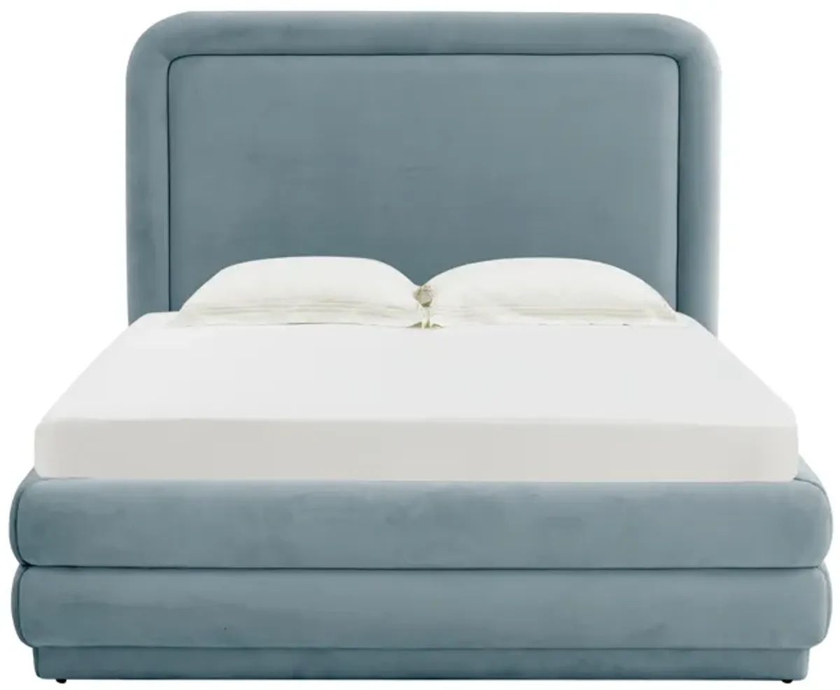 Briella Bluestone Velvet Bed in Queen