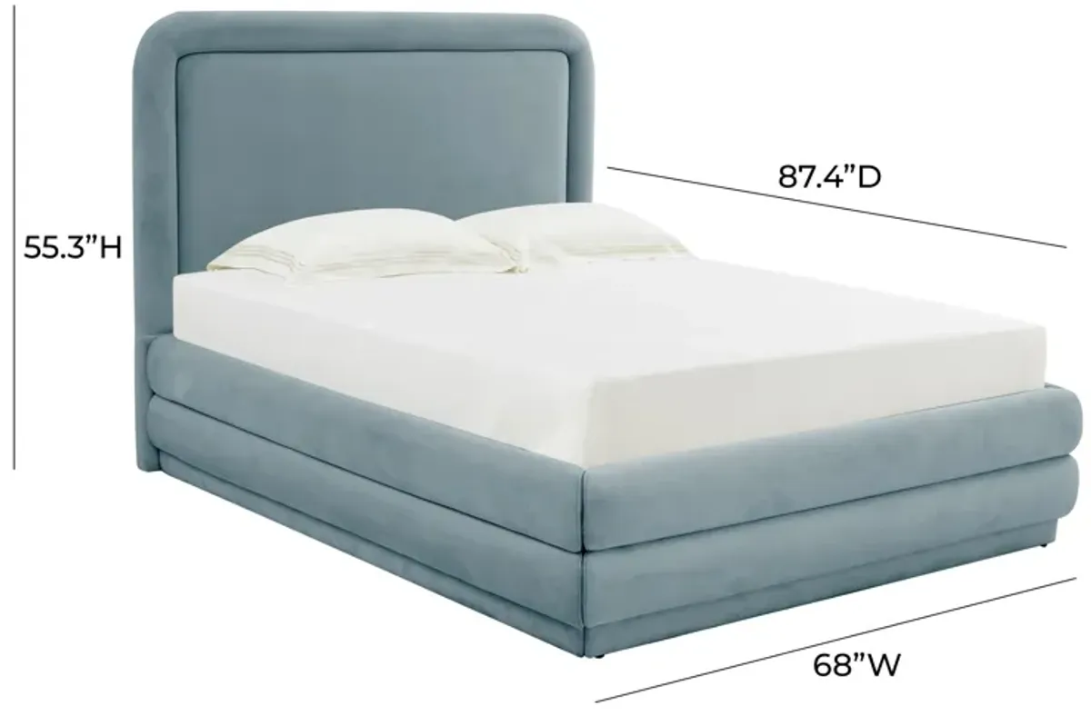 Briella Bluestone Velvet Bed in Queen