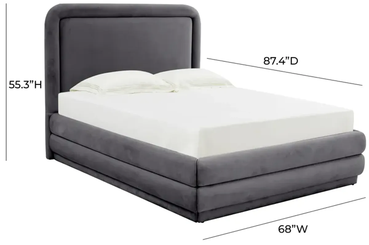 Briella Dark Grey Velvet Bed in Queen