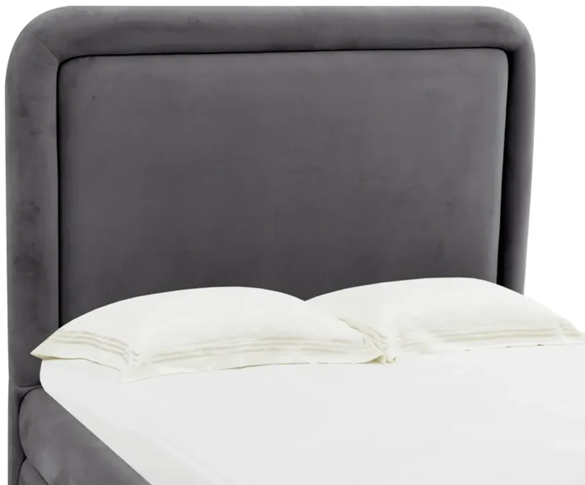 Briella Dark Grey Velvet Bed in Queen