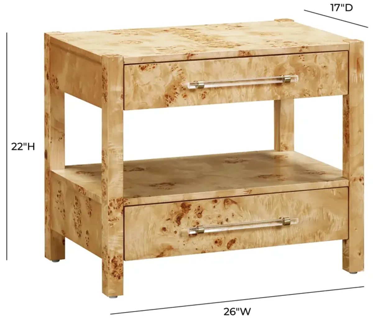 Brandyss Natural Burl Nightstand