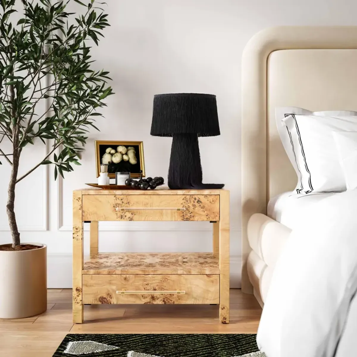 Brandyss Natural Burl Nightstand