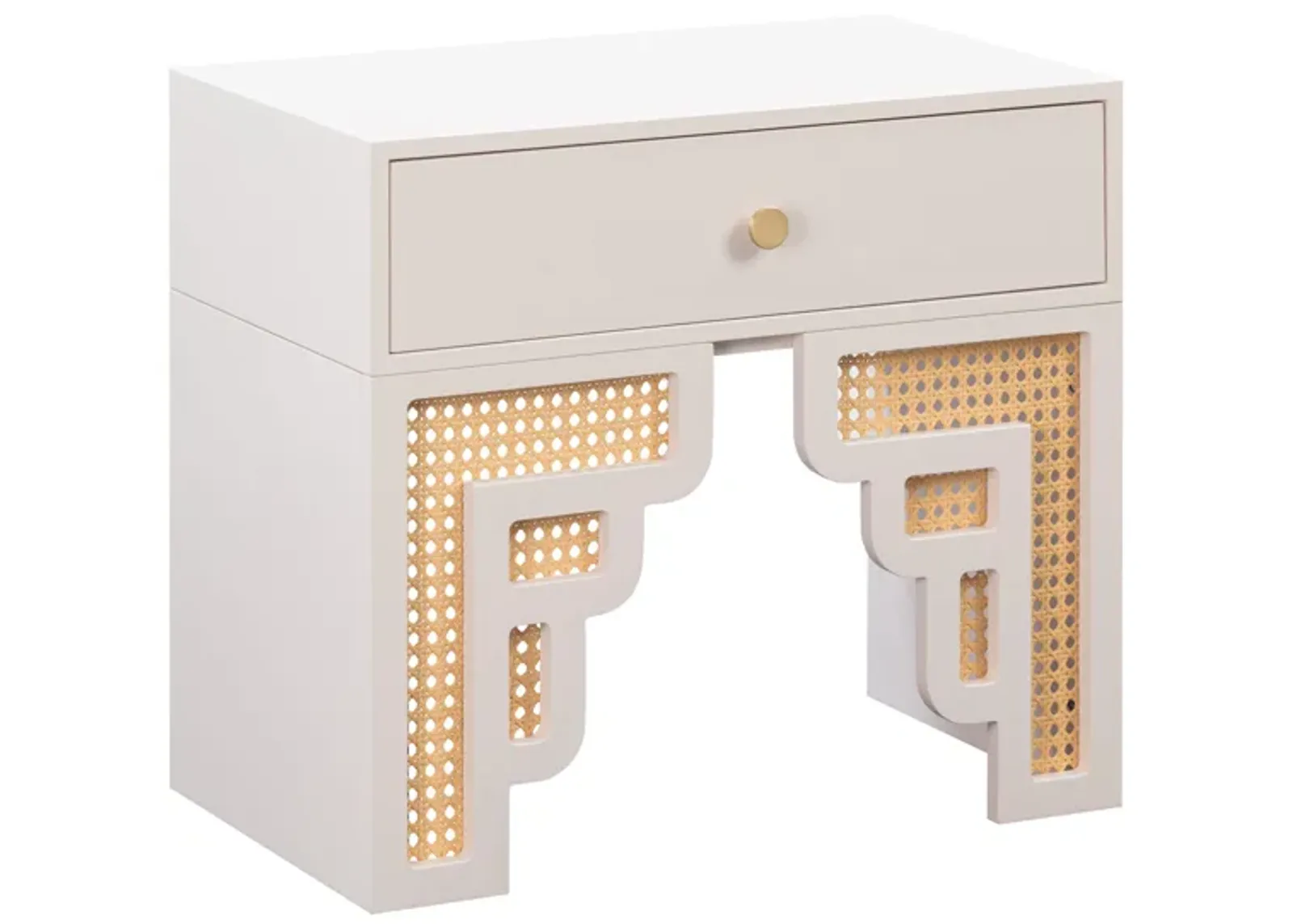 Suzie Cream & Rattan Nightstand