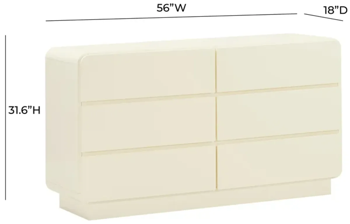 Sagura Cream 6-Drawer Dresser