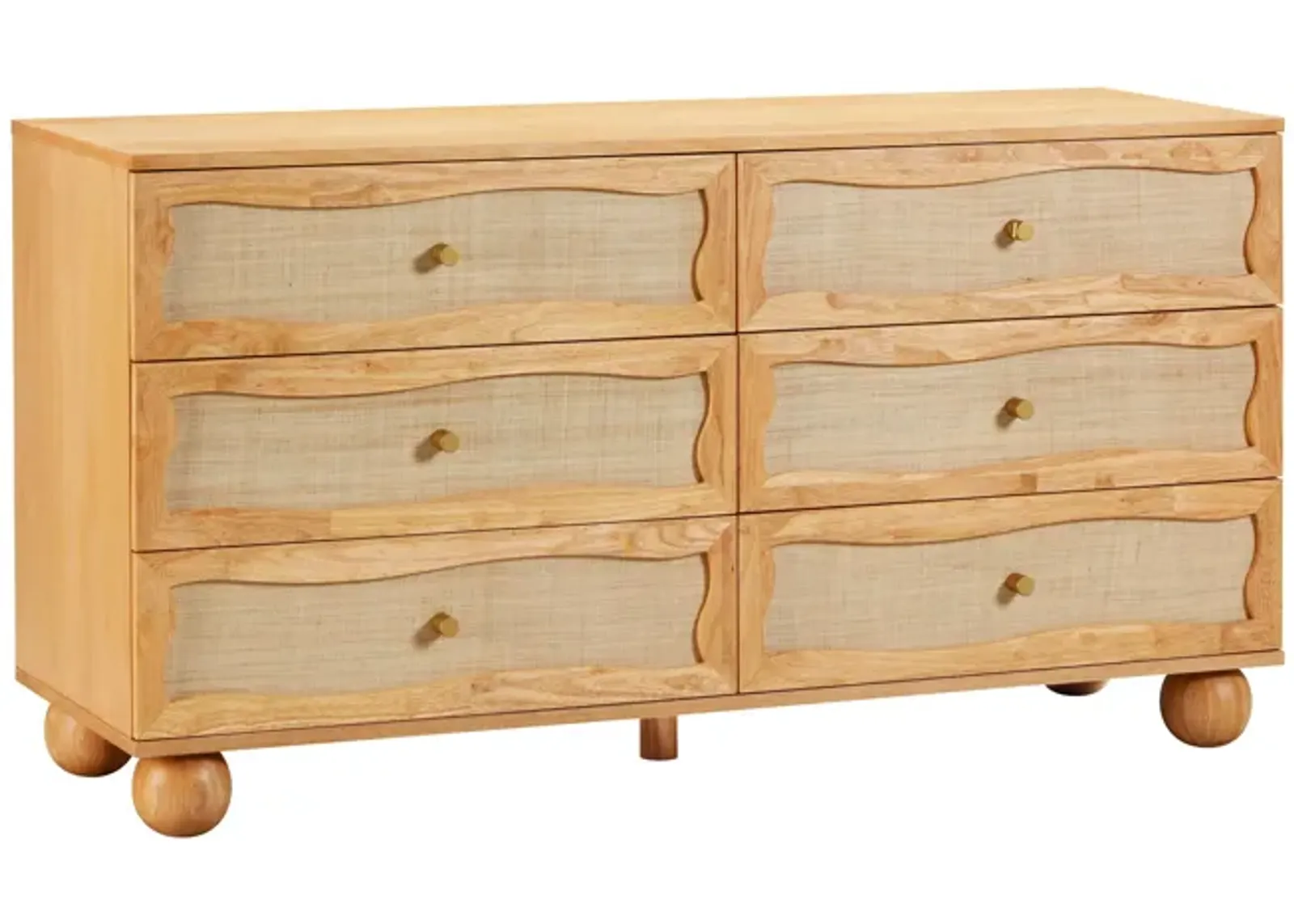 Grappa Natural Wood & Rattan Wavy Dresser