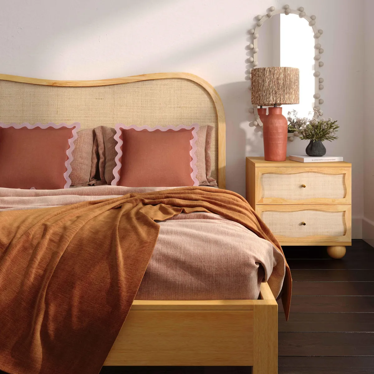 Grappa Natural Wood & Rattan King Bed