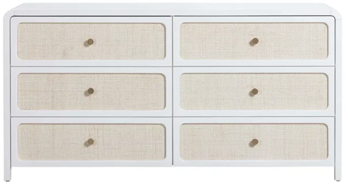 Patty White Rattan 6 Drawer Dresser