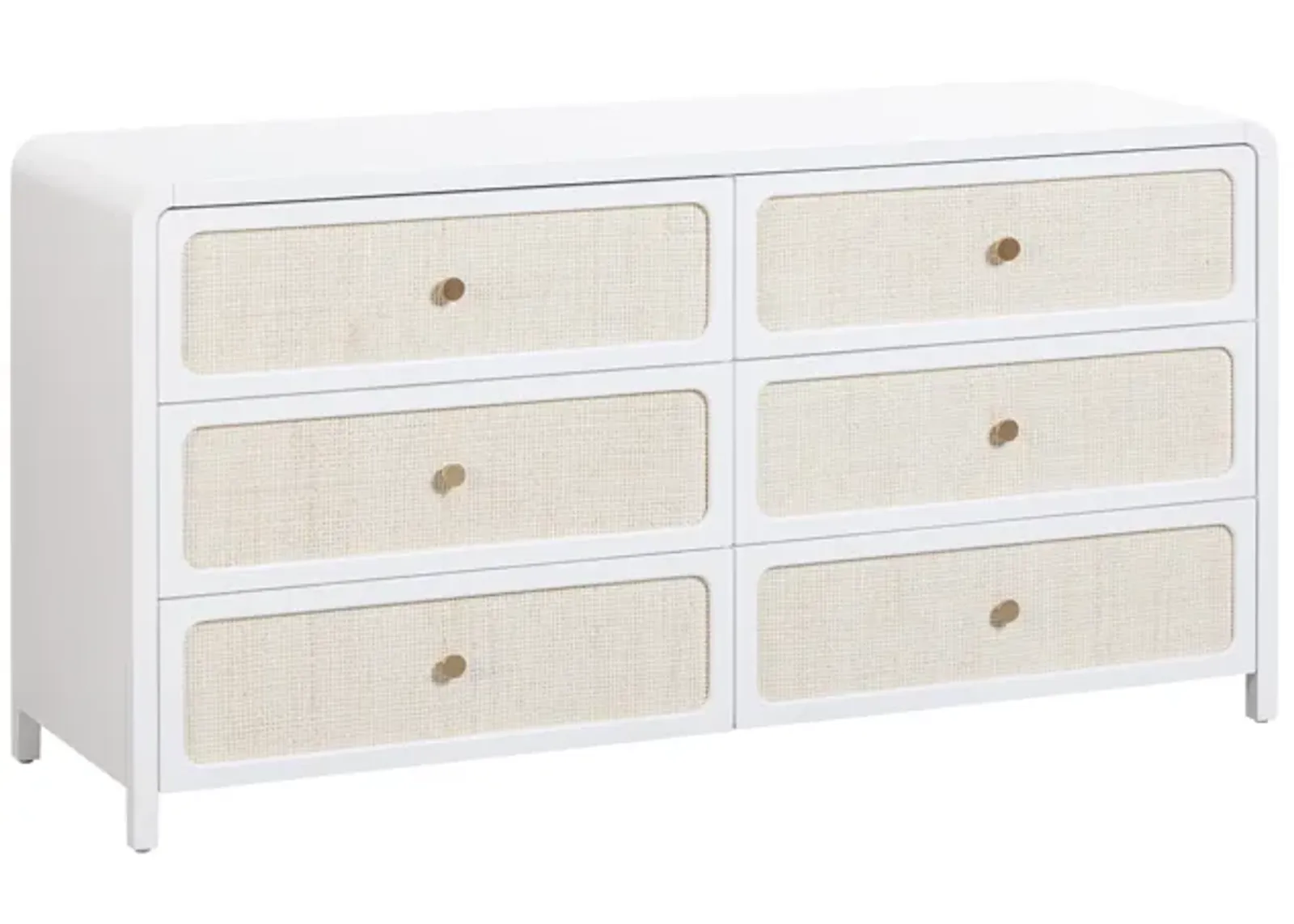 Patty White Rattan 6 Drawer Dresser