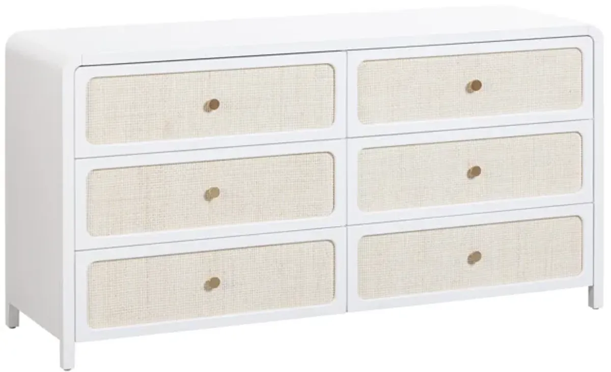 Patty White Rattan 6 Drawer Dresser