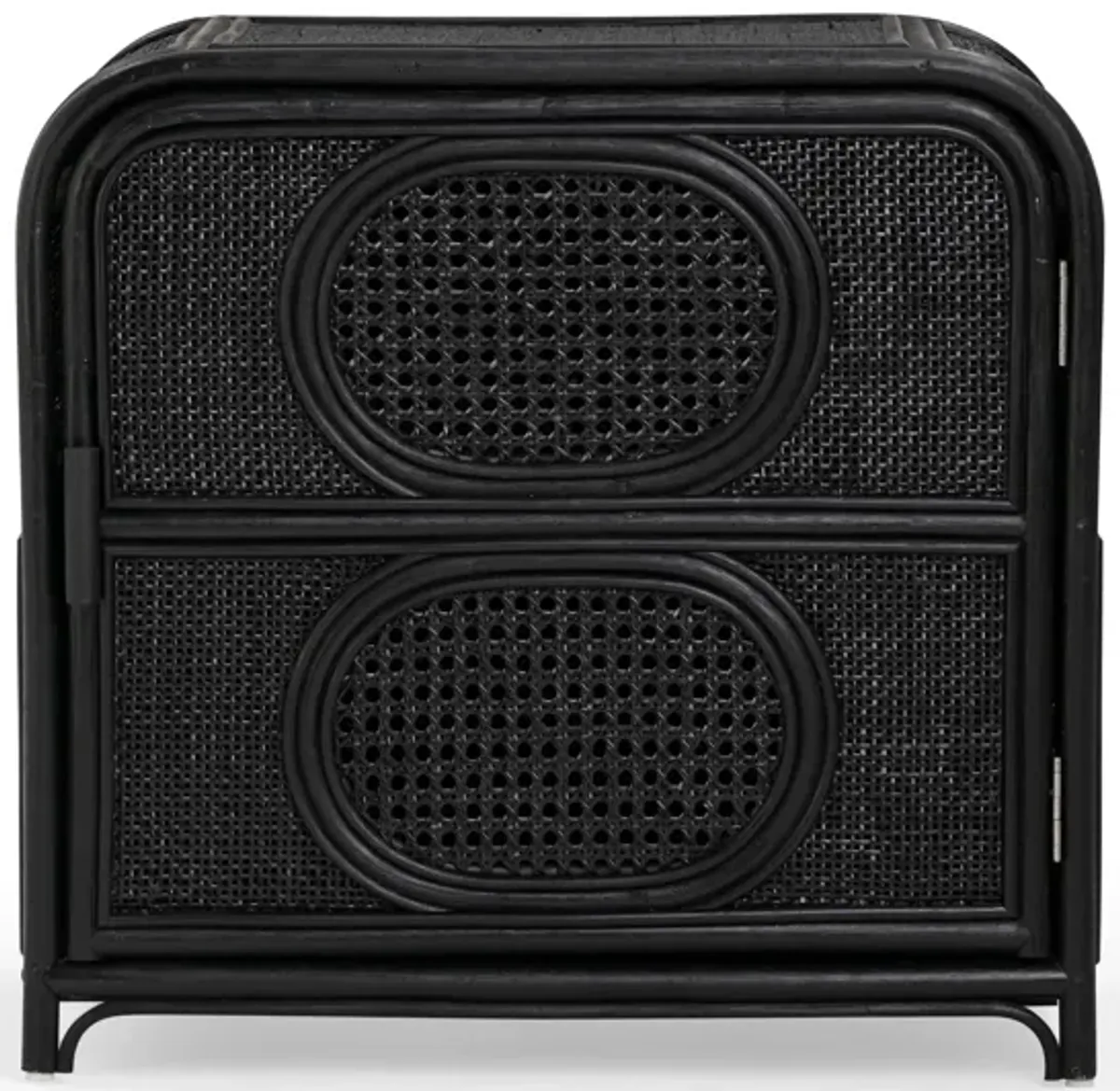 Tina Black Rattan Nightstand