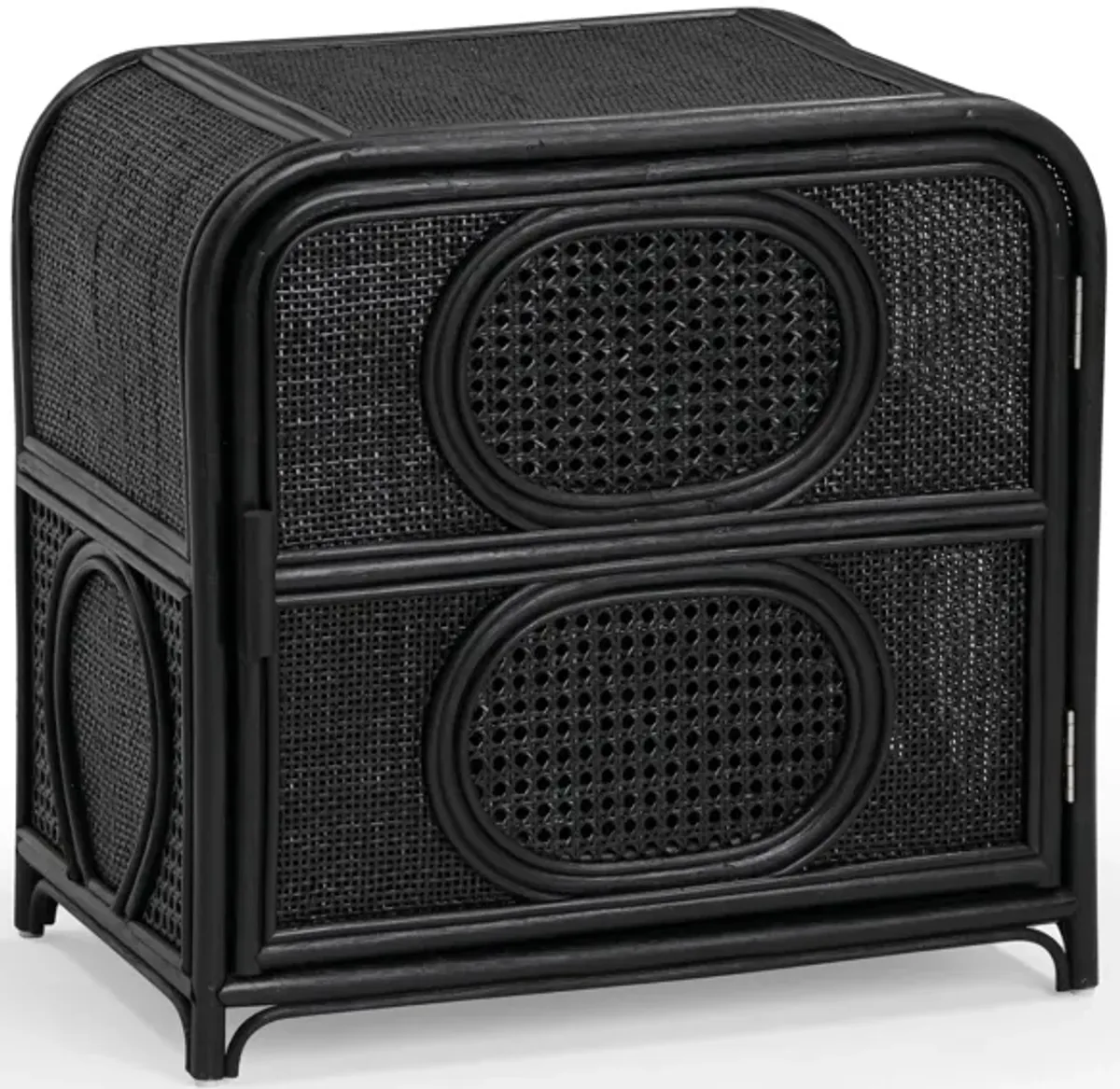 Tina Black Rattan Nightstand