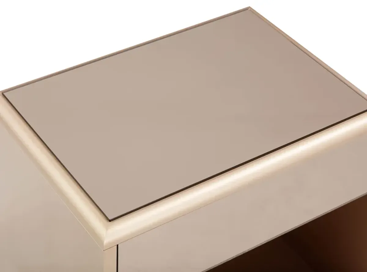 Martha Taupe Mirrored Nightstand