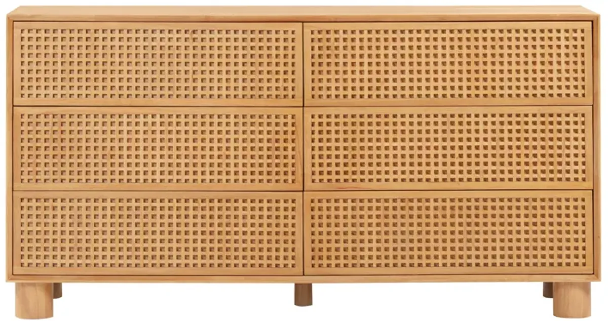 Miles Natural Wood 6-Drawer Dresser
