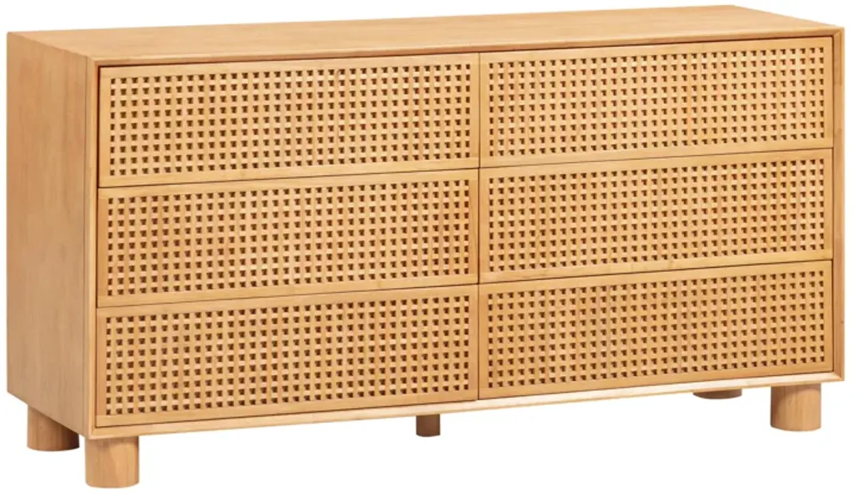 Miles Natural Wood 6-Drawer Dresser