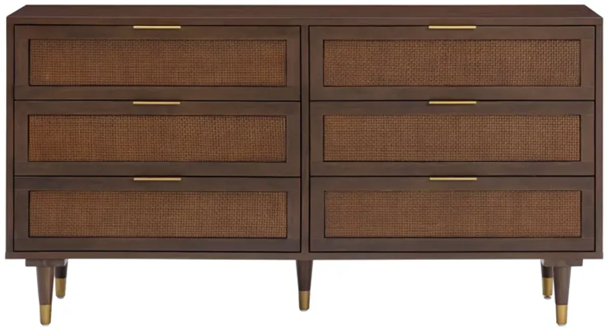 Sierra Dark Chocolate Brown 6 Drawer Dresser