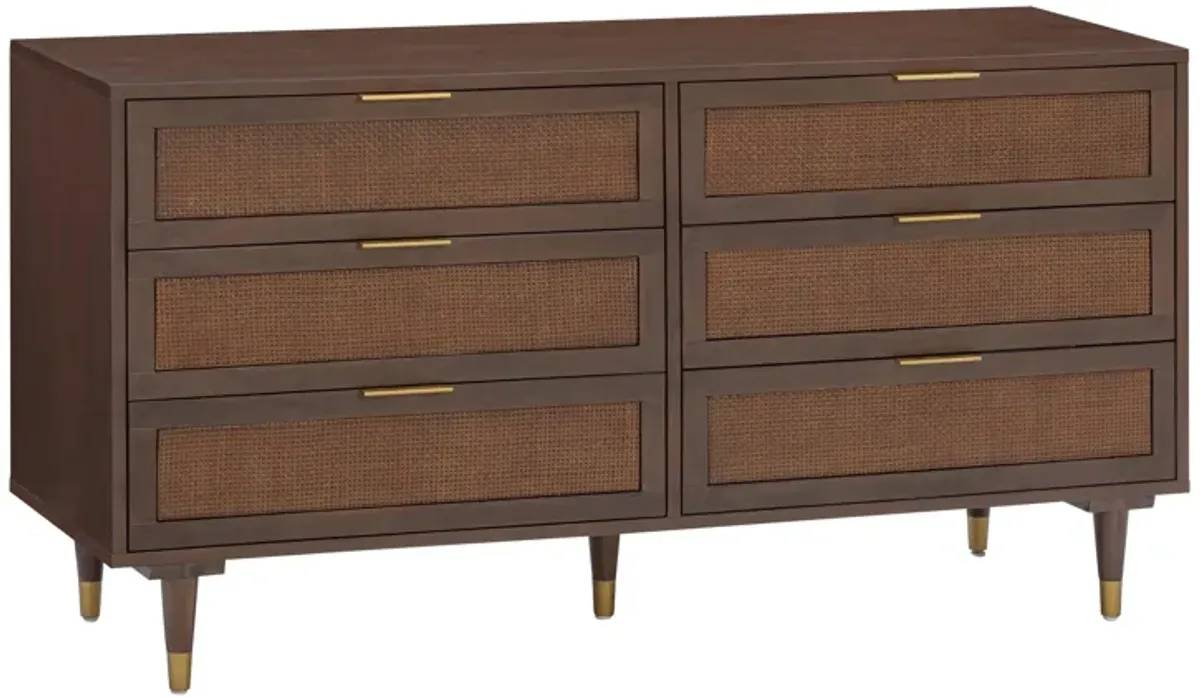 Sierra Dark Chocolate Brown 6 Drawer Dresser