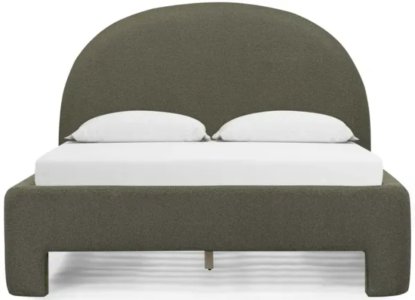 Orphea Kale Green Boucle Queen Bed