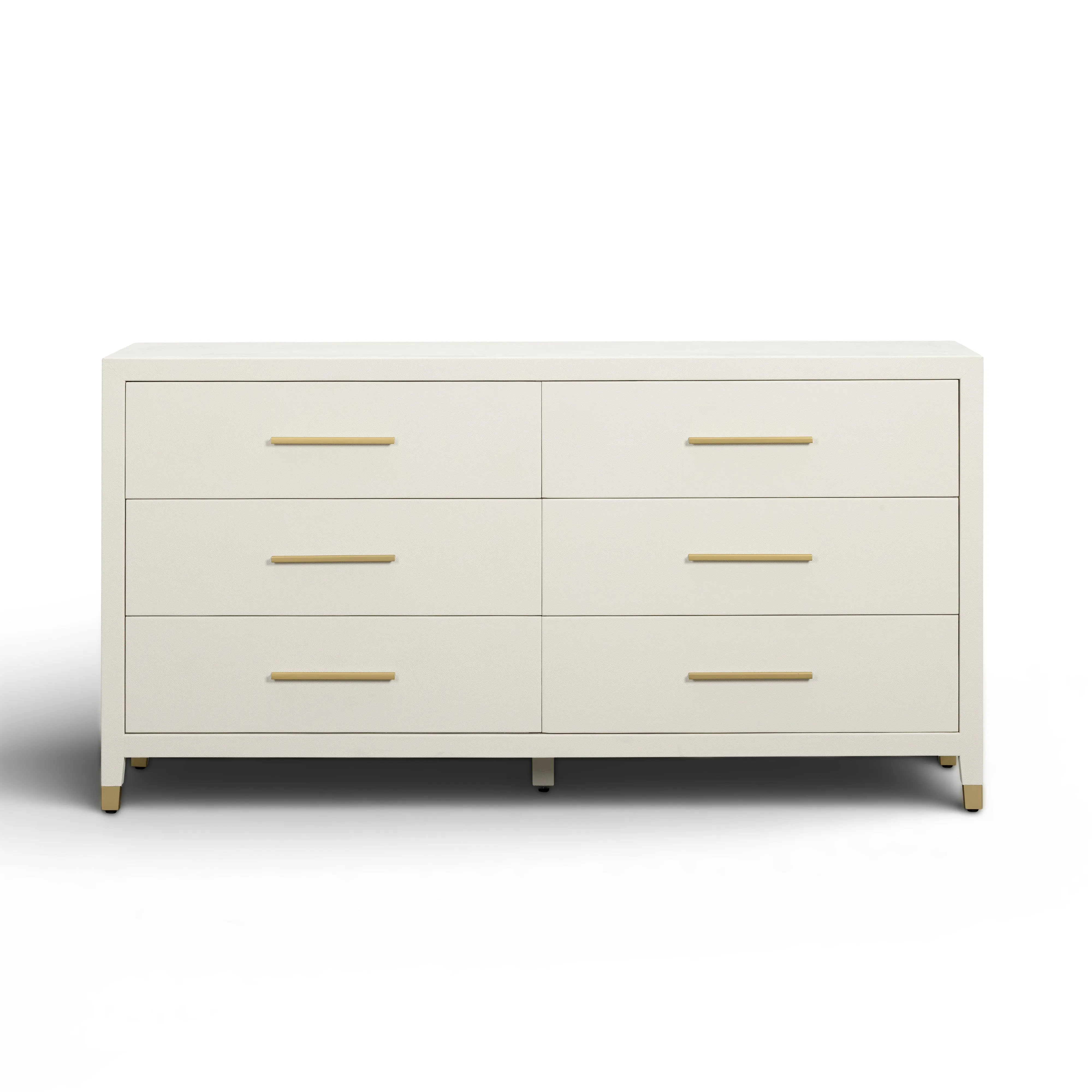 Dani 62" Cream Faux Shagreen 6-Drawer Dresser