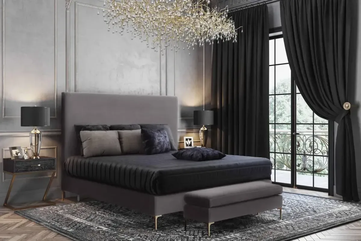 Delilah Grey Velvet Bed in King