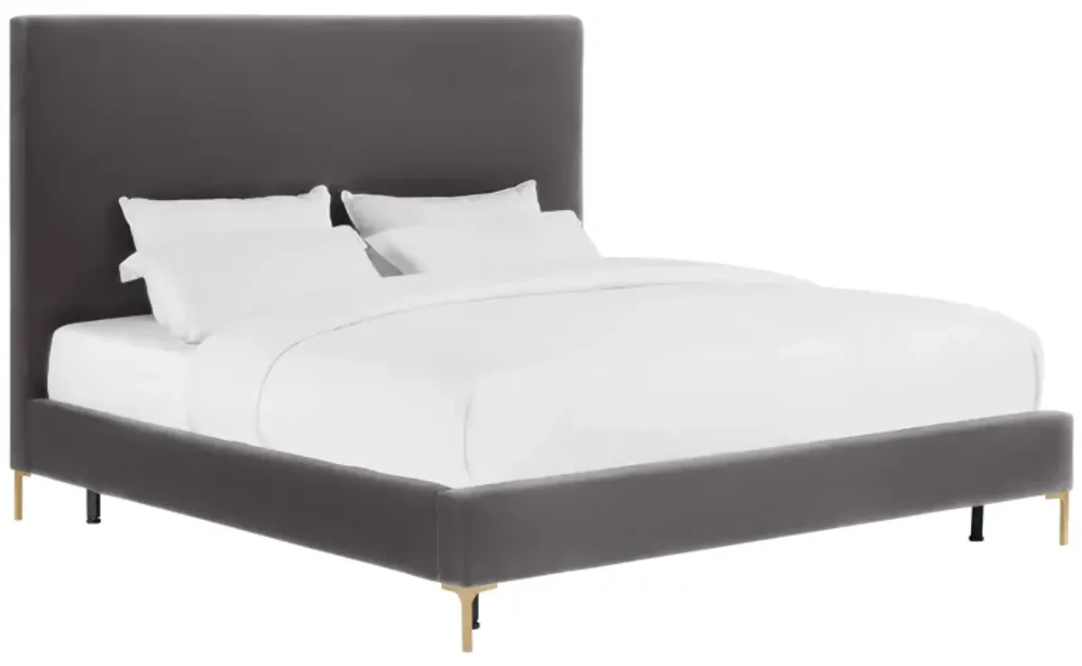 Delilah Grey Velvet Bed in King