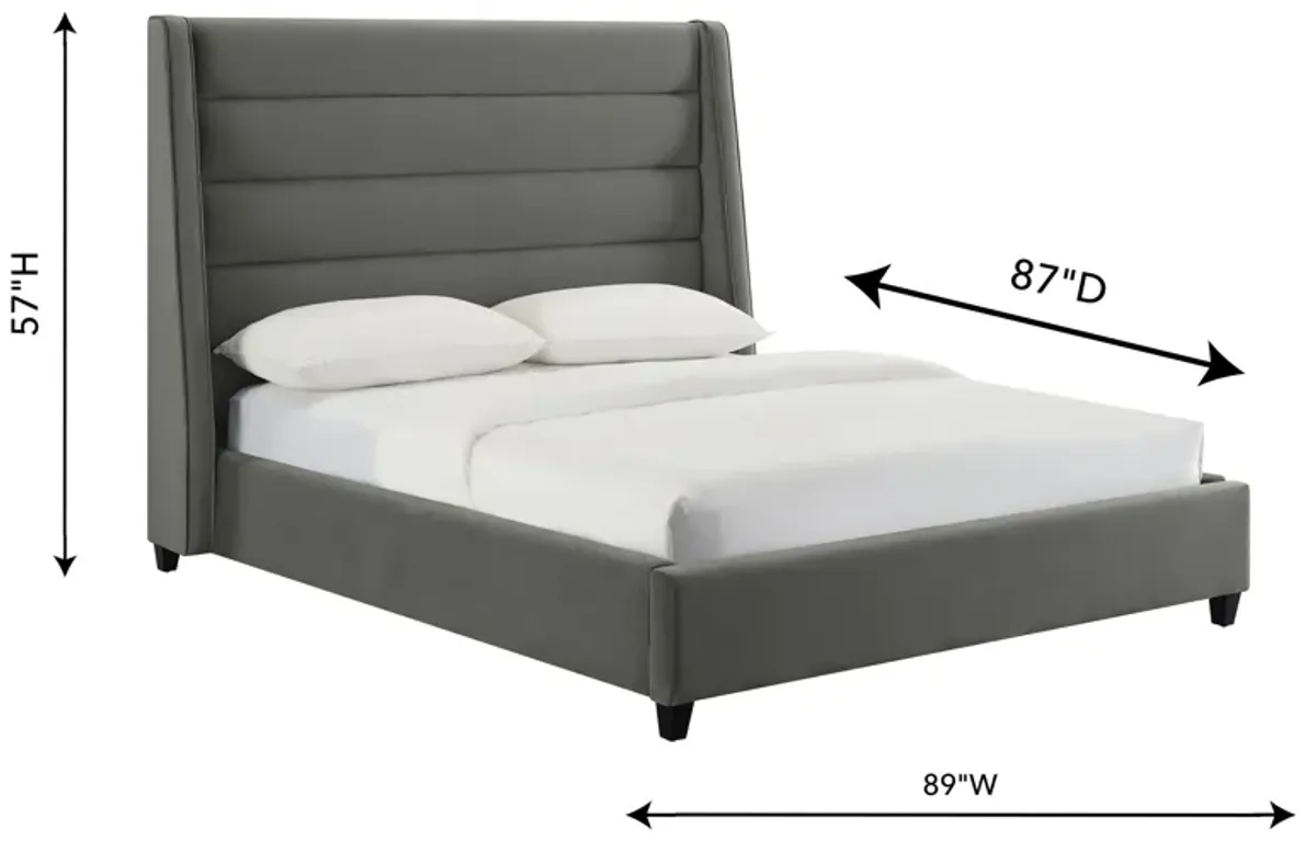 Koah Grey Velvet Bed in King