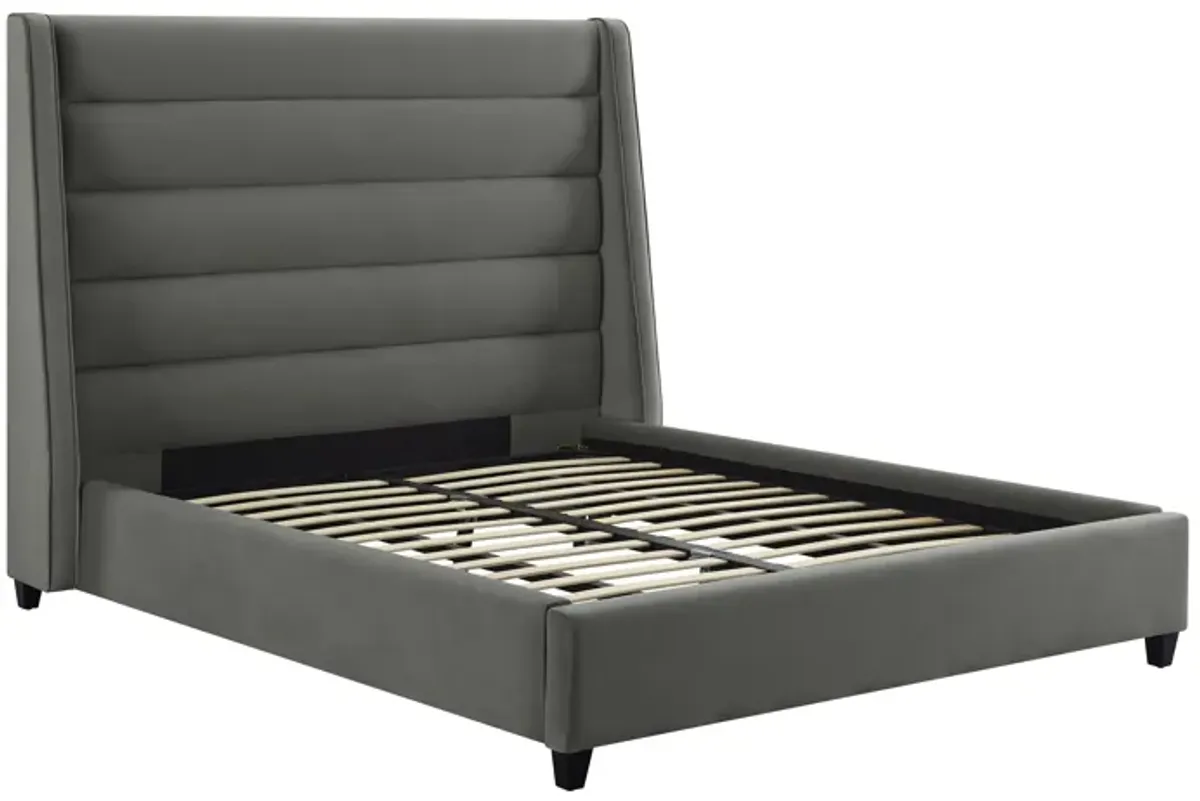 Koah Grey Velvet Bed in King