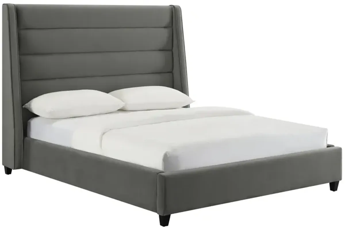 Koah Grey Velvet Bed in King