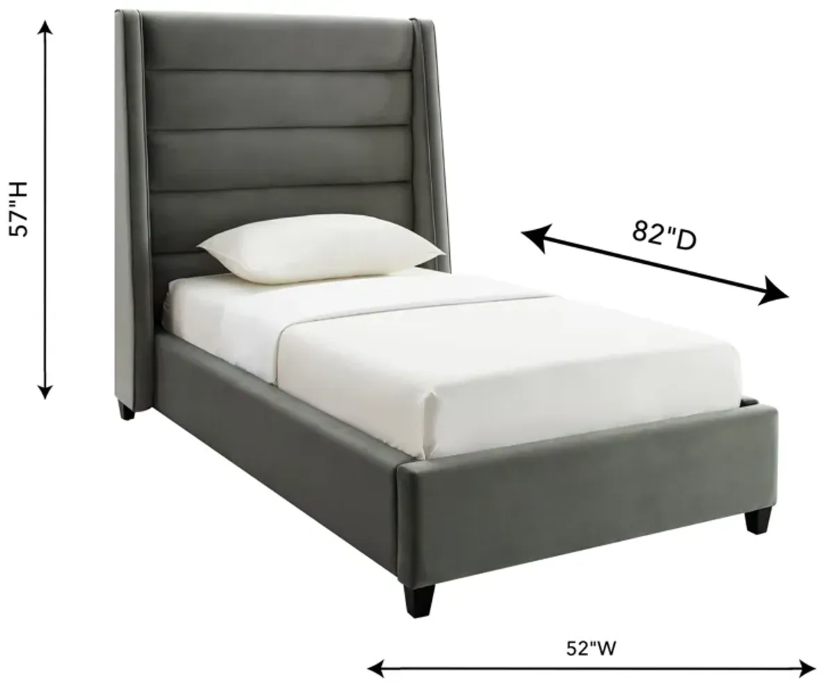 Koah Grey Velvet Bed in Twin