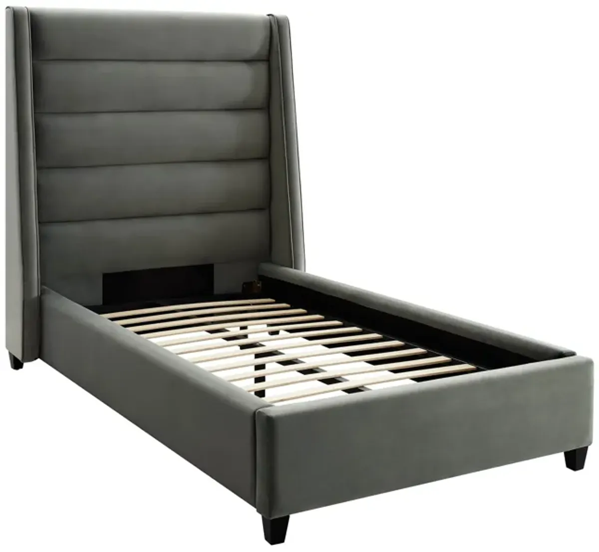 Koah Grey Velvet Bed in Twin