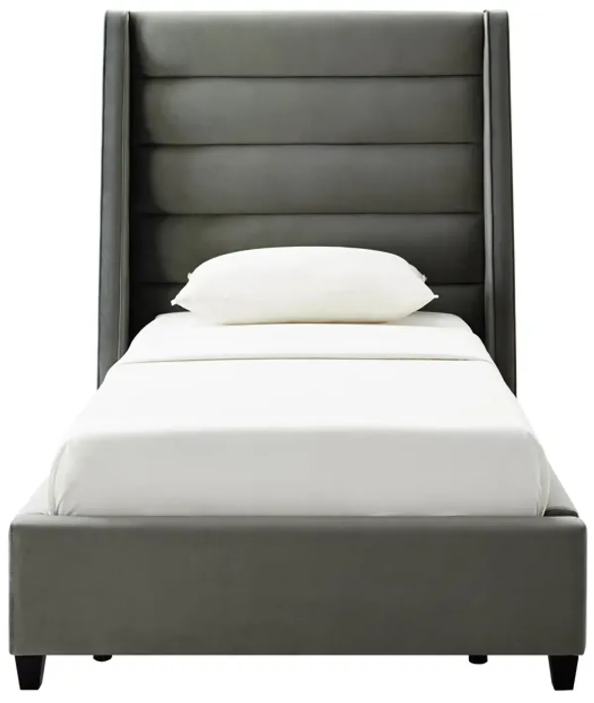 Koah Grey Velvet Bed in Twin