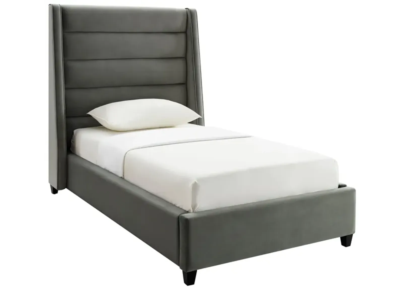 Koah Grey Velvet Bed in Twin