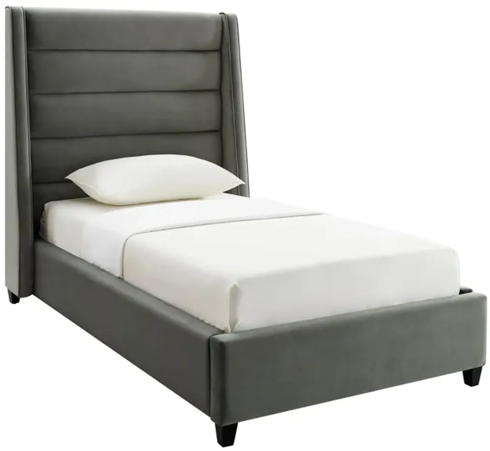 Koah Grey Velvet Bed in Twin