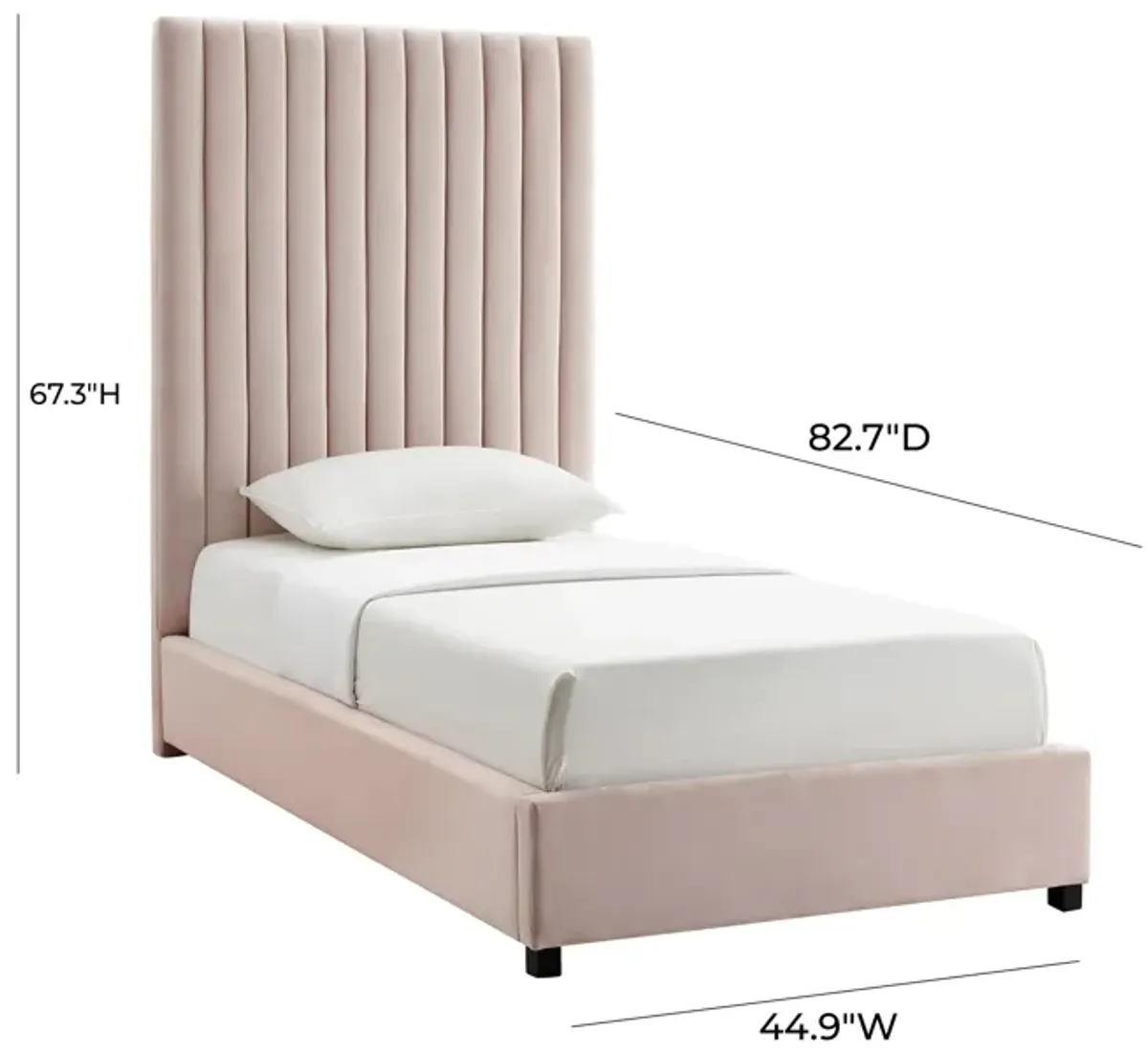 Arabelle Blush Velvet Bed in Twin