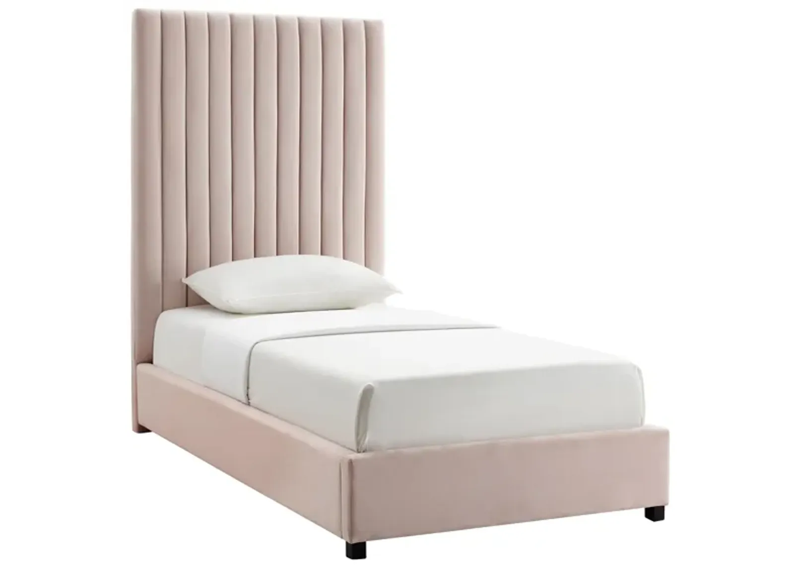 Arabelle Blush Velvet Bed in Twin